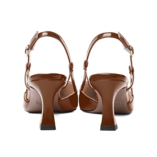 ROSERWISH Womens Patent Wedding Fashion Two Toned Party Slingback Pointed Toe Stiletto Mid Heel Pumps Dress Shoes 2.5 Inch4