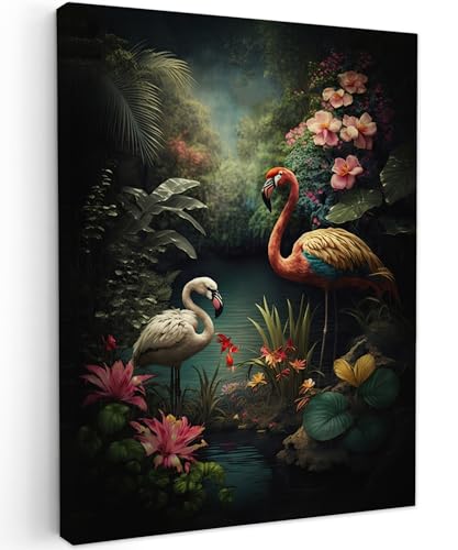 MuchoWow© Impression sur Toile Photo Peinture 30x40 cm Tableau Decoration Murale Chambre Salon Maison Deco Cuisine Flamant - Fleurs - Jungle - Oiseaux - Nature