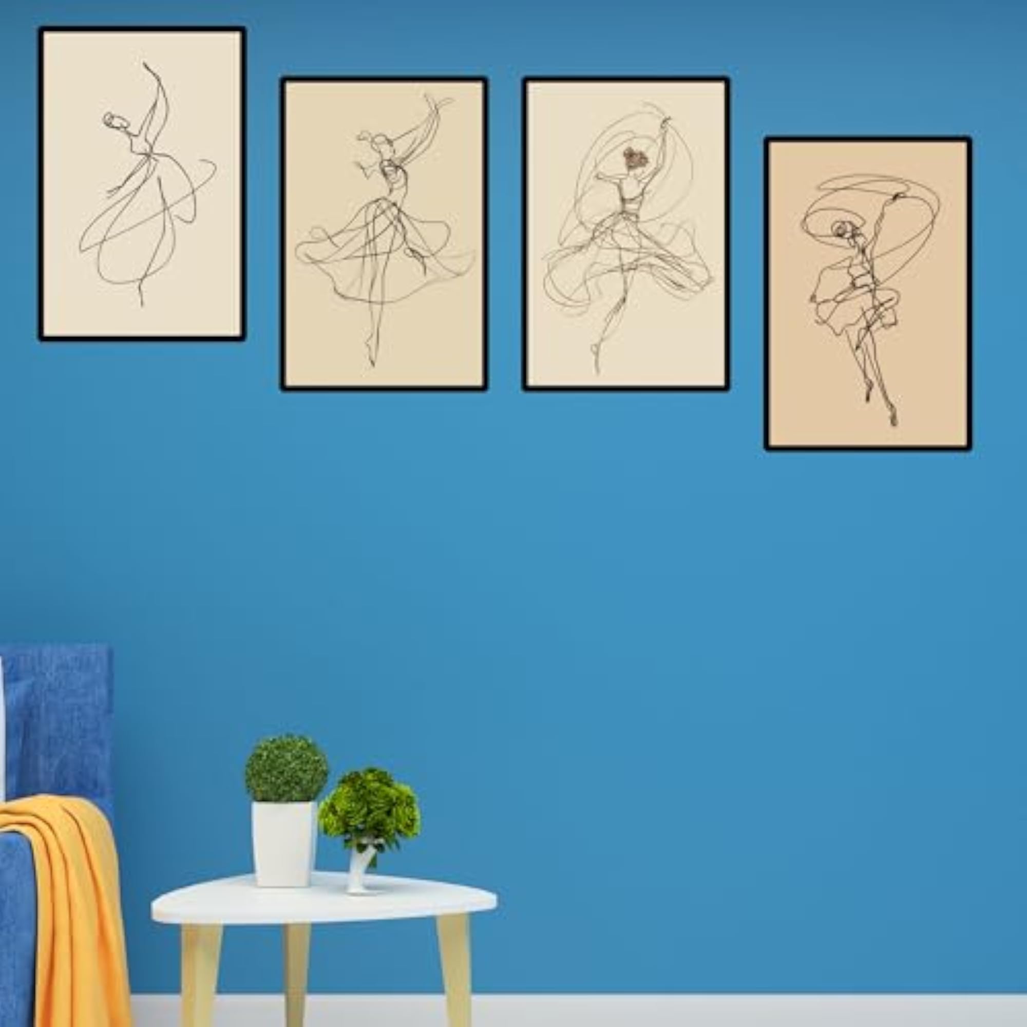 Graceful Dancer Line Art Wall Frames, Set of 4