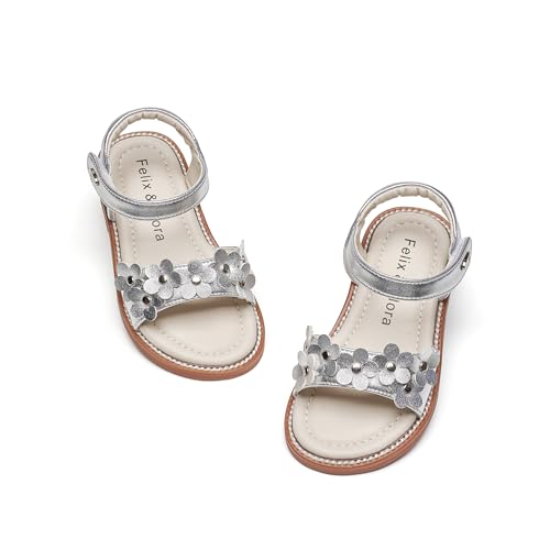Image of Felix & Flora Toddler Girl Sandals - Little Girl Easter Dress Shoes Lightweight Open Toe Beach Holiday Flats