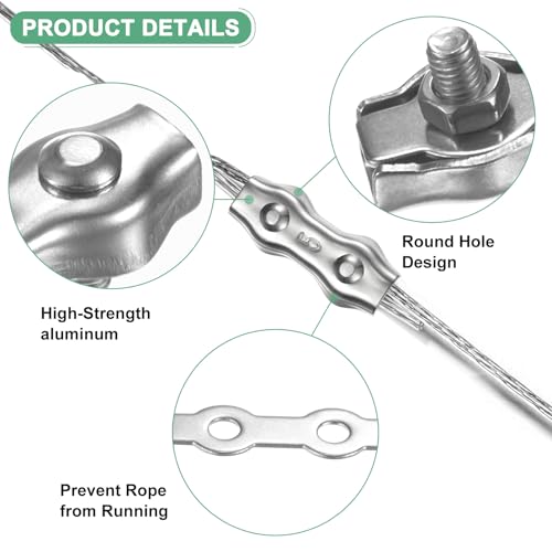 M METERXITY Pacote com 12 clipes de corda de fio M5 duplex parafuso duplo de aço inoxidável braçadei