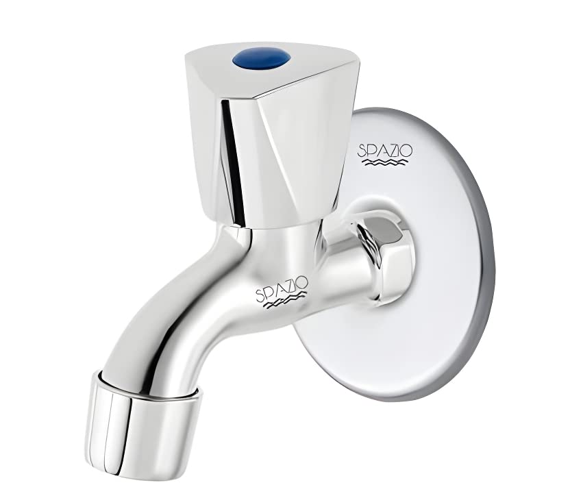 SPAZIO Stainless Steel Triangle Collection Bib Cock Tap Bathroom Tap for Bathroom & Kitchen Foam Flow Water with Wall Flange, Chrome Plated, Quarter Turn Brass Disc, Pack of 1 (B0BWYJMD35) Amazon Price History, Amazon Price Tracker