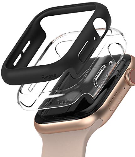 Image of Ringke Slim Case Compatible with Apple Watch Series 6 /5 / 4 / SE 44mm (2 Pack) - Clear & Matte Black