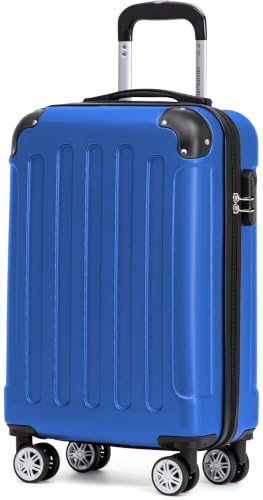 BEIBYE Handgepäck Koffer M 55 cm – Kabinenkoffer aus ABS, leicht, 360° Doppelrollen, Reisekoffer für Kurzreisen, Blau – Ansicht 1