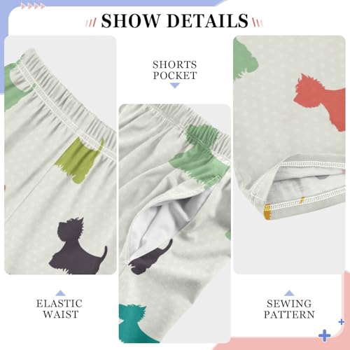 Boys' Pants Cute Terrier Dog Polka Dot Long Bottoms Jogger Pants Elastic Waist Trousers with Pockets S-XL4