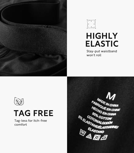 5Mayi Mens Underwear Cotton Boxer Briefs 9 Inch Long Leg Boxer Briefs for Men Pack4