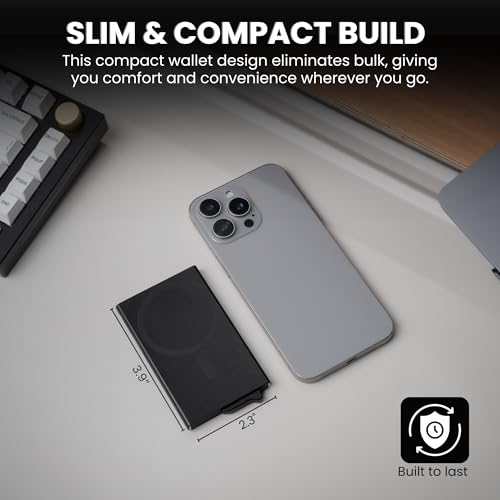 Image of CODE 118 Wallet for Men - Slim Minimalist Aluminum Magnetic Card Holder - RFID Blocking Front Pocket Mag Safe Wallet with Strong Magnet Attachment (Jet Black)