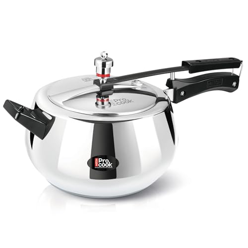 Image of Milton Pro Cook 3-Layer Thick Triply Bottom I Induction Cookware & Gas Stove Friendly Stainless Steel Pressure Cooker 5 Litre | Inner Lid | Safety Valve with Gasket Release System | 5 Years Warranty