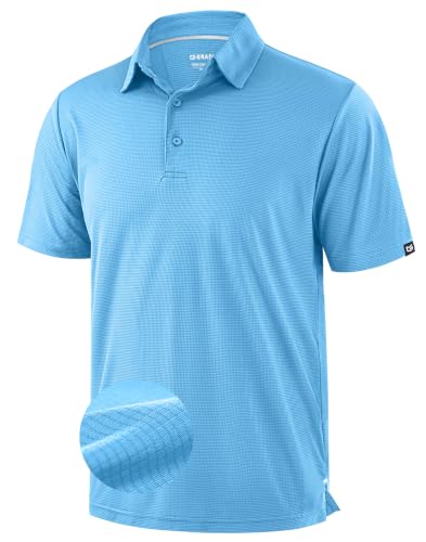 G Gradual Mens Golf Shirt Short Sleeve Dry Fit Moisture Wicking Performance Lightweight Athletic Grid Summer Collared Polo Shirts for Men(Sky Blue,X-Large)