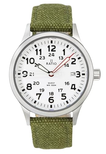 Image of RATIO Field Watch Sapphire Crystal Nylon Strap Easy Reader Casual Watch Japanese Quartz 100m Water Resistant Military Watch for Men