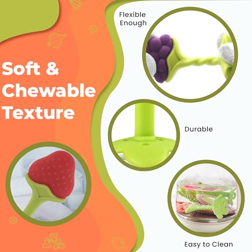 Image of Safe-O-Kid BPA-Free Organic Silicone Fruit Teether | Soft, Non-Toxic Teething Relief for Infants & Toddlers | Food-Grade, Multicolor for 0-12 Months