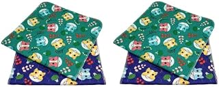 JT PET Guinea Pig Cage Liner Fleece Cage Liners Puppy Pads Washable Reusable Waterproof Pee Pads Hamster Bedding Extra Large Dog Crate Lining, Purple and Green, Set of 4 (47"x24")