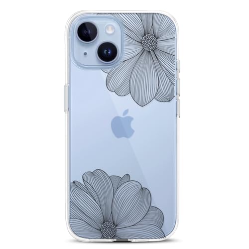 Coque transparente iPhone 15 aux motifs de fleurs, le cadeau idéal pour fille et femme