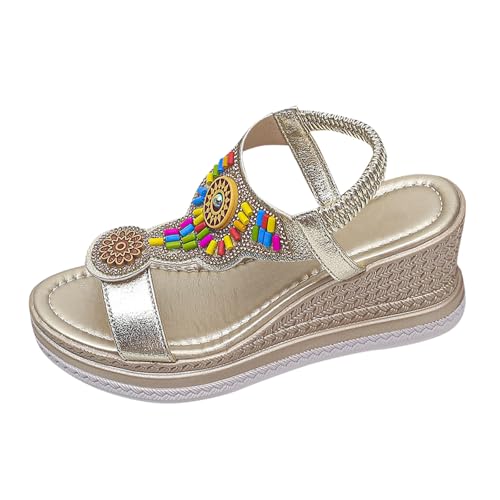Sandales bohème compensées pour femme confortables et antidérapantes pour l'été