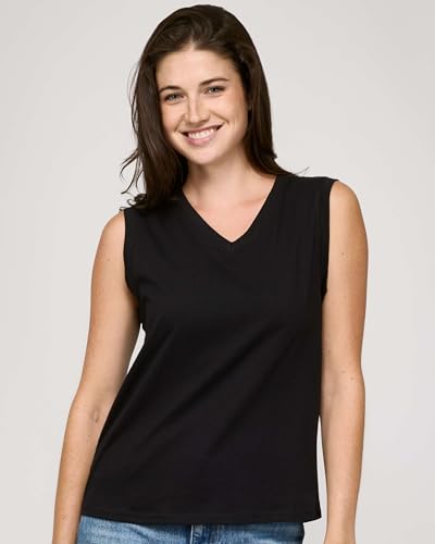 Real Essentials 5 Pack: Women's 100% Cotton V-Neck Sleeveless Tank Top Basic Ladies Casual Shirts (Available in Plus Size)2