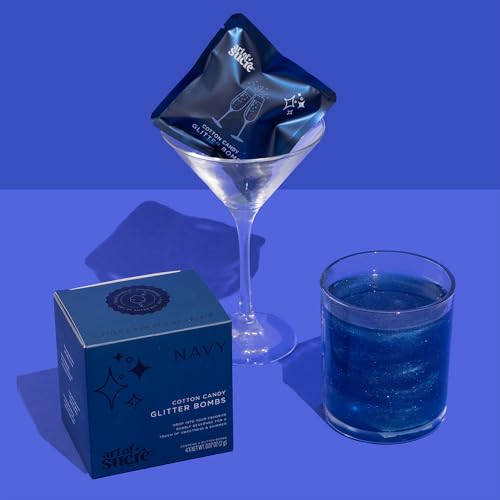Image of Art of Sucre Cotton Drink Candy Glitter Bombs, Edible Glitter, Drop into Drinks, 4 Pieces (Navy)