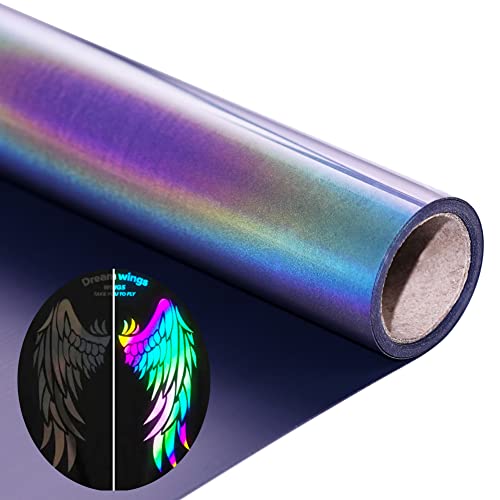Image of Reflective Heat Transfer Vinyl Reflective Rainbow HTV Vinyl Rolls 12inch x 6feet Iron on Vinyl for Cricut, T-Shirts DIY Design, Silhouette Cameo & Heat Press Machine(Reflective Rainbow