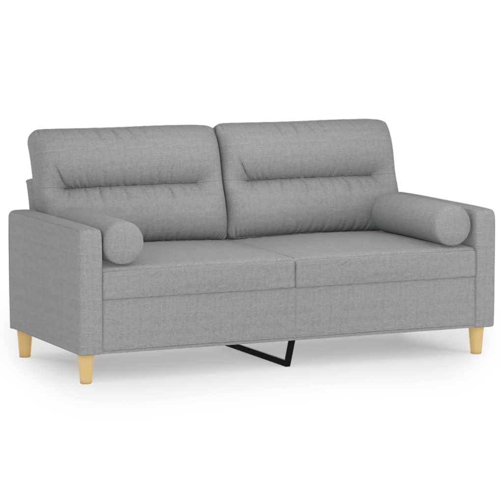 Sofá de 2 plazas gris claro de 158 cm con acabado minimalista y patas de metal elegantes