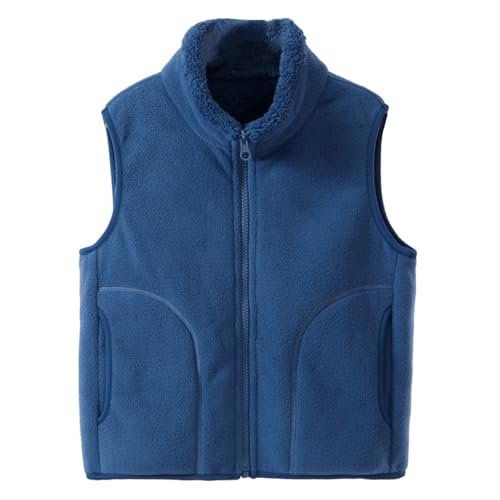 Boys Girls Plain Fleece Vest Teen Zip Up Mock Neck Sleeveless Thermal School Uniform Outwear Fall Winter Warm Jacket3