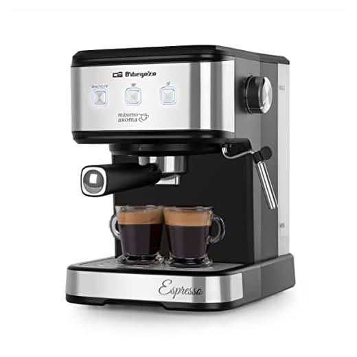 Orbegozo EX 5200 - Cafetera Espresso, 20 bar, Depósito de Agua Extraíble 1,5 L, Café Molido y Monodosis, Válvula de Seguridad, Protección contra Sobrecalentamiento, Vaporizador, 850 W, Negro