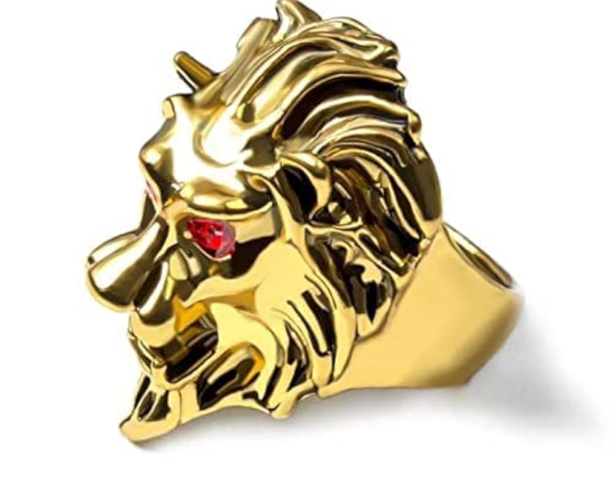 Lion Ring for Men, Golden Forest King Design