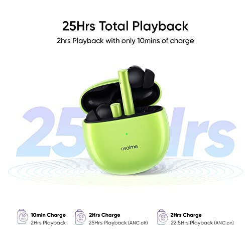 Image of realme Buds Air 2 True Wireless in Ear Earbuds with Active Noise Cancellation (ANC), Super Low Latency Gaming Mode, Smart Wear Detection, Fast Charging & Up to 25Hrs Playtime (Closer Green)