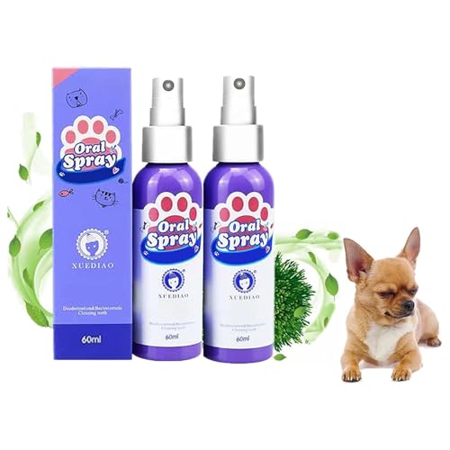 LeMall Petry Oral Spray for Dogs - Petry Teeth Cleaning Spray for Dogs and Cats, Pet Breath Freshener Spray Care Cleaner, Oral Spray for Pets, Dog Dental Spray Reduces Plaque & Tartar Buildup (2pcs)