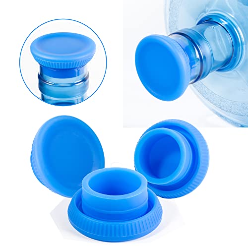 Jell-Cell 5 Gallon Water Jug Cap Silicone - Reusable Water Bottle Caps for 55mm No-Splash,No Leak and Spill Replacement Cap,3 Pack