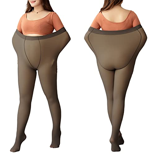 Neufigr Gefütterte Strumpfhosen Winter Damen Thermo Leggings Fleece Übergroße Winterstrumpfhose Hautfarbe Thermostrumpfhose(90g Kein Fleecefutter, 240g Dünnes Fleecefutter, 360g Dickes Fleecefutter) Cover