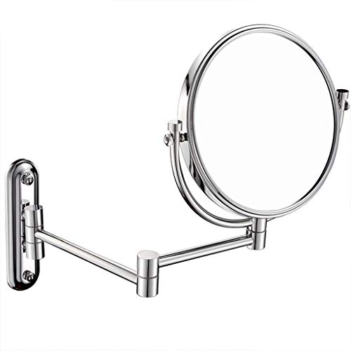 Mr.T Espejo de Maquillaje Sencillo Espejo de baño, de Pared Doble Cara Circular giratoria Ajustable Plegable Espejo de baño de Pared Espejo de Escritorio (Size : 7 Times)