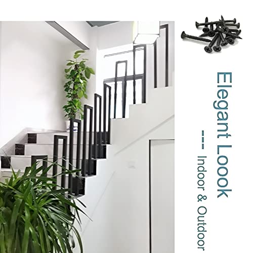Rambarde d'escalier extérieure robuste en fer forgé noir mat de 65cm durable - 5