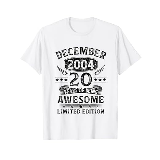 Regalo 20 Años Cumpleaños Hombre Mujer Diciembre 2004 Camiseta