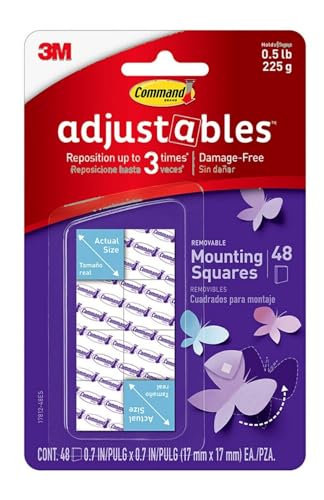 Command Adjustables Repositionable Mounting Squares 17812-48ES 48 Squares