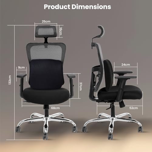 Image of ValorX USA Breathe 2026 Ergonomic High Back Office Chair | Orthopedic Memory Foam Back Cushion | Smart Tilt-Lock Mechanism | Breathable Italian Mesh | 2D Armrest | 3 Year Warranty | Black