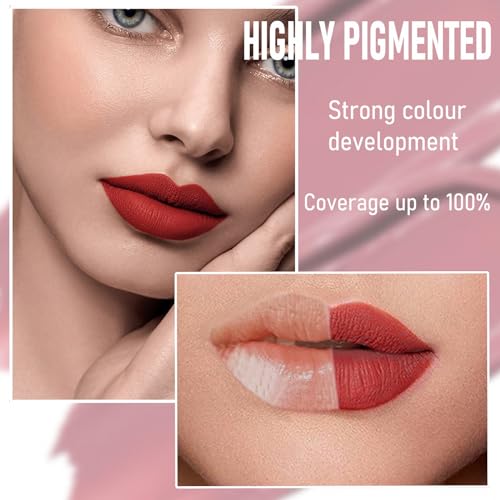 VEROA 4 Colors Matte Liquid Lipstick Lip Gloss Set - High Color High Coverage Creamy Texture Natural Lipstick Lasting Waterproof Non-Stick Cup Pink Lipstick - Vegan Formula - Image 5