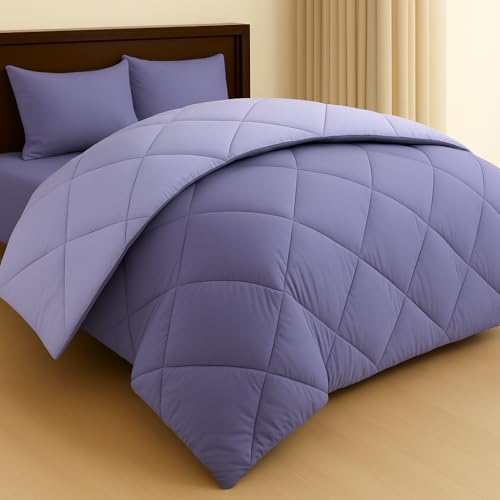 Image of VAS COLLECTIONS Double Size Reversible Comforter 320 GSM (90 x 100 Inches), Soft Microfiber AC Quilt, Thick & Warm All Season Blanket - Lavender