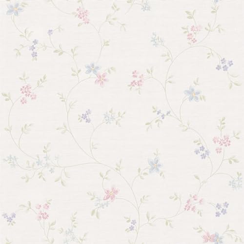 BRICOFLOR Shabby Chic Vintage Tapete mit Blumen hell ideal für Landhaus...