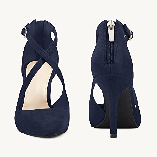 Image of Womens Pumps High Heels Pointed Toe Crossed Strap D'Orsay Zip up Stilettos Party Dress Shoes
