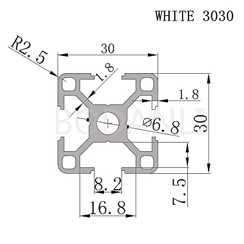 Lysee 3D Printer Parts & Accessories - 1PC Black/White 3030 Aluminum Profile 100mm 500mm 800mm Linear Rail Extrusion Extrusion for CNC 3D Printer Parts - (Size: White, Color: 300mm)