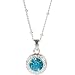 Pretty Light Blue Crystal Silver Tone Bezel Pendant Necklace