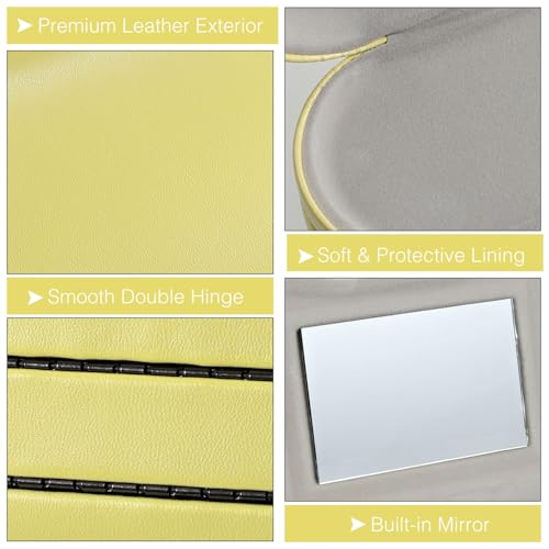 Image of MoKo Double Eyeglass Case, Contact Lens Case with Mirror Tweezers Remover, 2 in 1 Double Sided Portable Contact Lens Box Holder Container Soak Storage Kit Sunglasses Pouch for Men & Women, Yellow