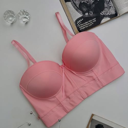 Image of Fashiol Women's Lightly Padded Wired Stylish Mesh Designed Pushup Bra Detachable Straps Corset Bralette | 32 Till 38
