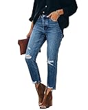 Lesore Womens Denim High Waist Stretch Boyfriend Ripped Distressed Jeans Destroyed Denim Jeans Blue Size 29