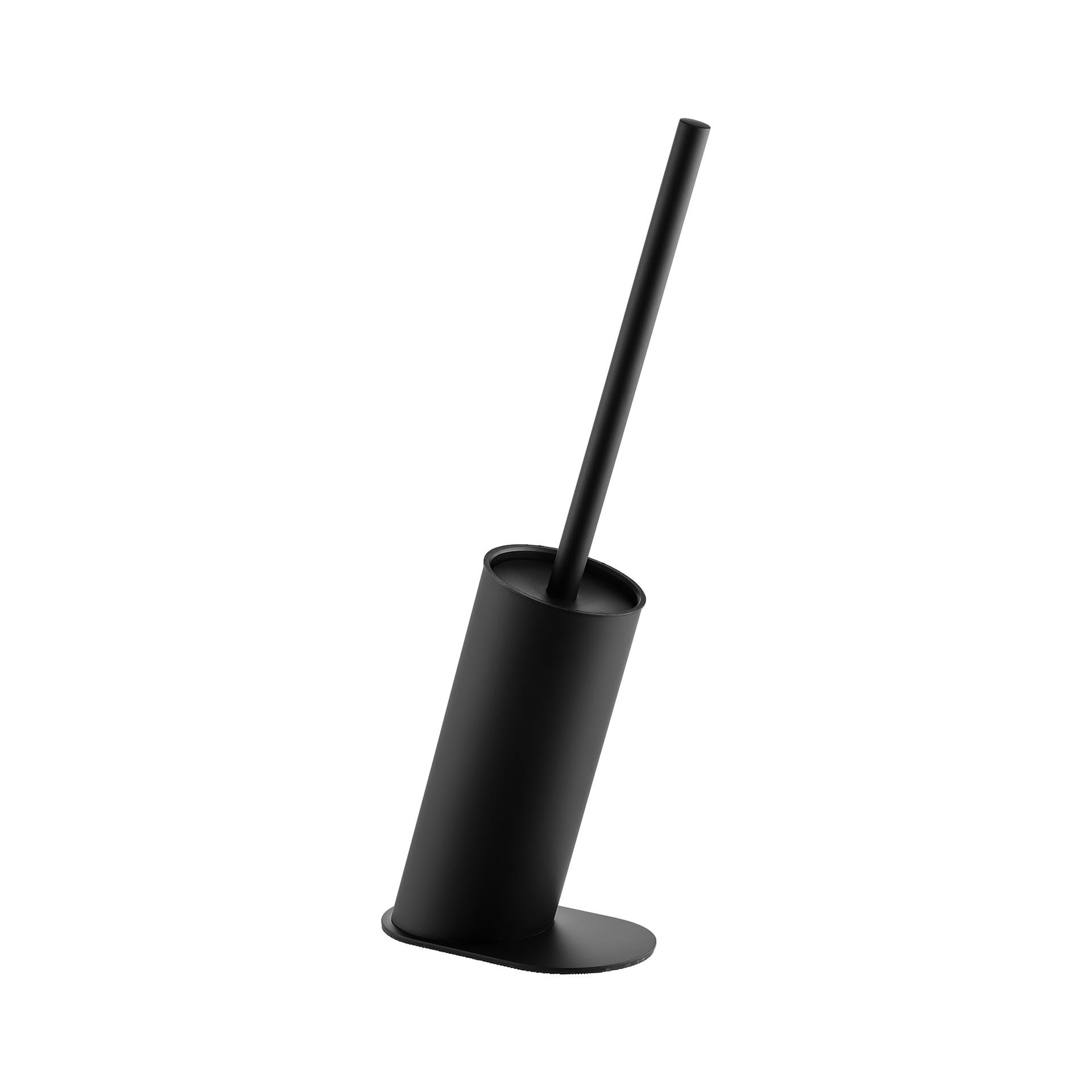 Compact Stainless Steel Toilet Brush and Holder, free standing,Heavy Duty Cleaner for Bathroom (Black)