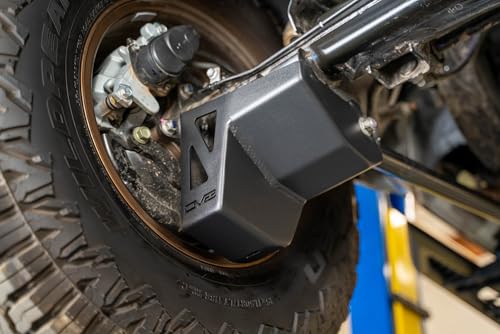 Image of DV8 Rear Shock & Link Skid Plates for 24-26 Toyota Tacoma | Protects Lower Shock Mount & Link | Built-in Drain Holes | Single Piece Design | Fully Bolt-On Installation | Black Powder Coat | 4mm Steel