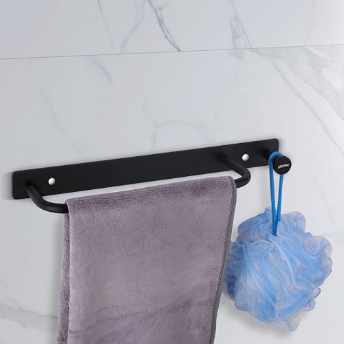 Image of Plantex Towel Holder for Bathroom /Stainless Steel 9 inch Towel Rod /Towel Bar /Towel Hanger /Bathroom Accessories -Pack of 1 (Black)