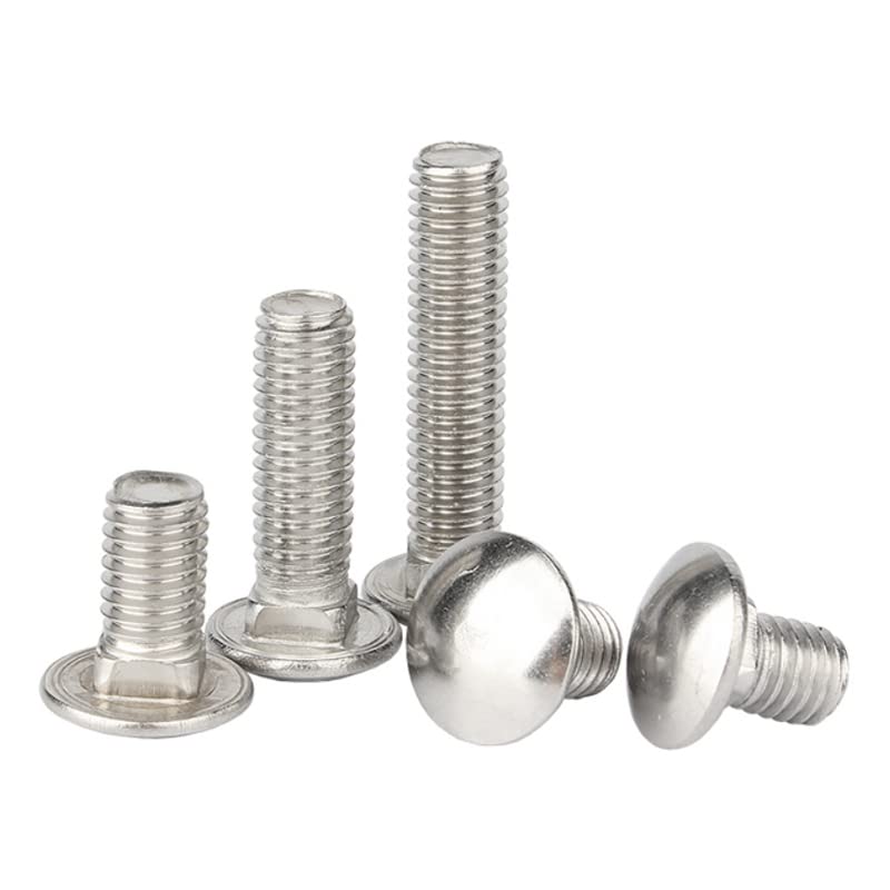 Image of Rely⇒VP INDUSTRIES (Pcs-15) 1 /4 inchx2.5 inch inch Stainless Steel Carriage Bolts Round Head, Square Neck for Furniture, Door Fittings, Joining Wood Boards, Cabinets, Cupboards,Chairs & Beds (Length-62 mm)