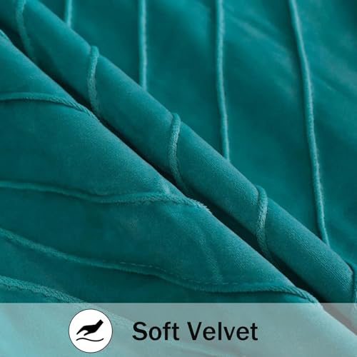 Image of Velvet Throw Pillow Covers 16x16 Pack of 2 Gold Decor Aqua Green