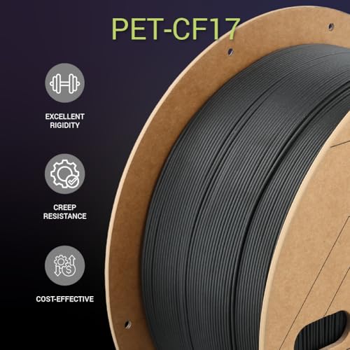 Image of Polymaker Fiberon PET-CF17 3D Printing Filament Black 1.75mm 3kg, Excellent Stable Stiffness - Fiberon Carbon Fiber Reinforced PET 3D Printer Filament, Ideal for Jigs and Fixtures