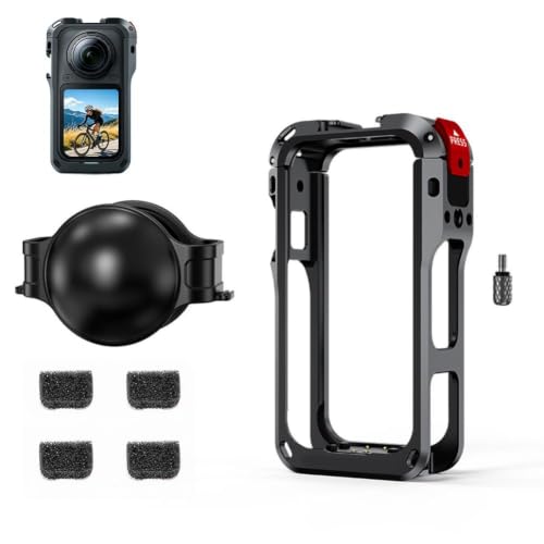 For Insta360 X6 �J�����P�[�W �g���P�[�W �A���~�����ی�t���[�� 1/4�l�W��/�R�[���h�V���[���� X6�A�N�Z�T���[ (�O���[, 1�Z�b�g)